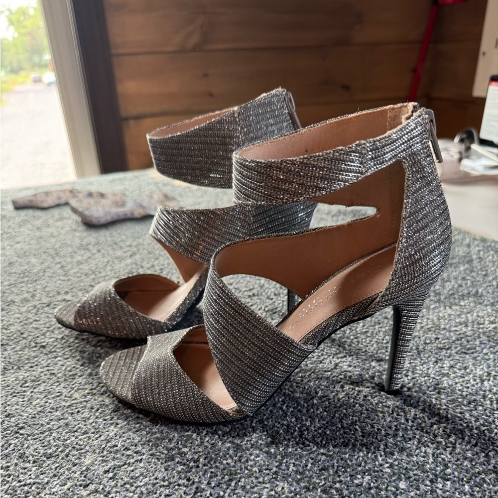 Christian Siriano Metallic Silver Heels
